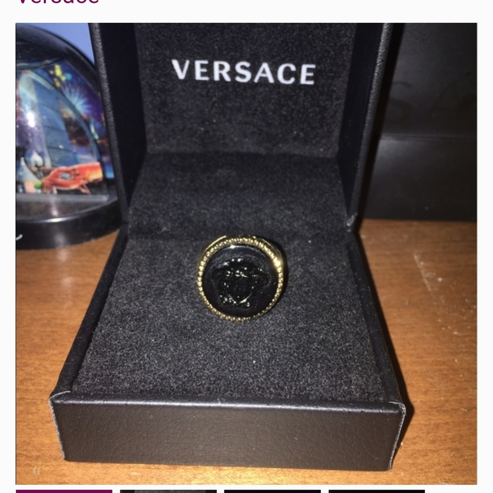 Versace Black and Gold Men's Ring